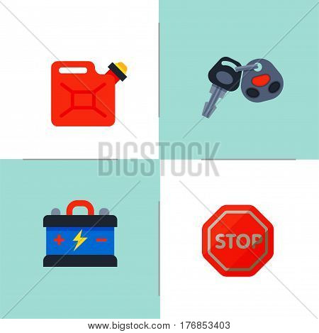 Auto transport motorist icons symbols and equipment symbols service car driver tools high detailed vector illustration set. Prohibitive signs transmission garage change vehicle automobile mechanic.