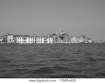 Giudecca Canal In Venice In Black And White