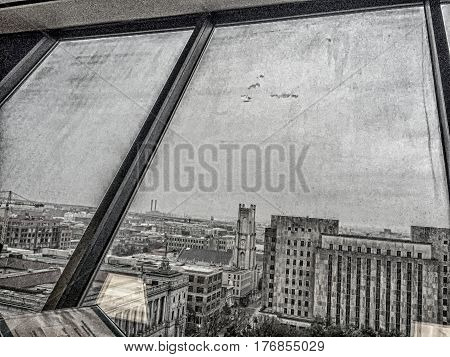 black and white image of New Orleans Skyline