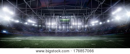 lights at night and stadium 3d render,