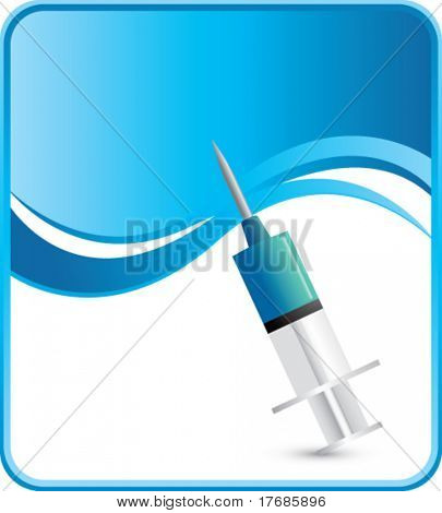syringe on blue background