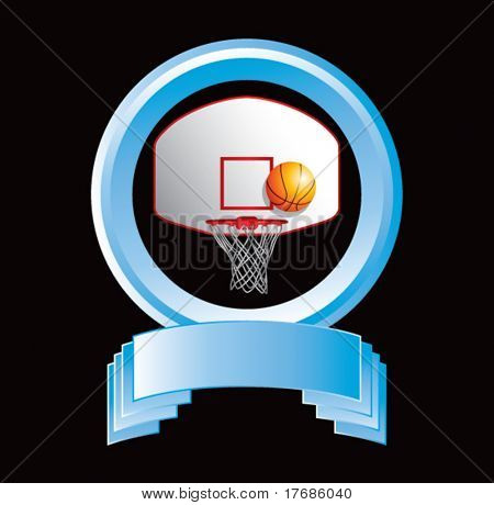 basketball backboard og hoop på blå skærm