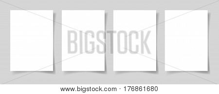 four pieces blank A4 sheet of white paper with the shadow for your design, vector illustration eps10