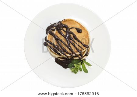 A pancake is a flat cake often thin and round prepared from a starch-based batter that may also contain eggs milk and butter and cooked on a hot surface such as a griddle or frying pan often with oil or butter.