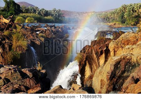 Epupa waterfall are created by the Kunene River on the border of Angola and Namibia.