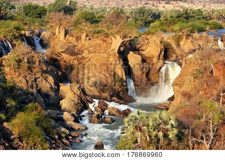 Epupa waterfall are created by the Kunene River on the border of Angola and Namibia.