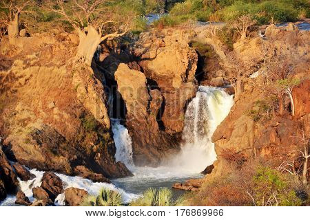 Epupa waterfall are created by the Kunene River on the border of Angola and Namibia.