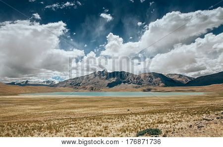 Kyagar Tso Lake in Indian Himalaya North India Ladakh region