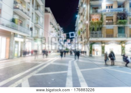 Defocused Background Of Corso Mazzini, Main Street Of Cosenza, Italy