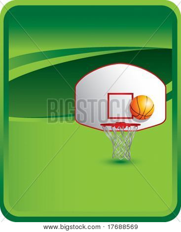basketball hoop og backboard på grøn baggrund