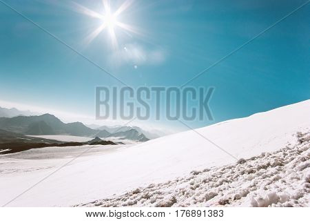 Mountains Landscape glacier climbing Travel aerial view serene scenery wild nature calm atmospheric scene sunny day over 5000m altitude