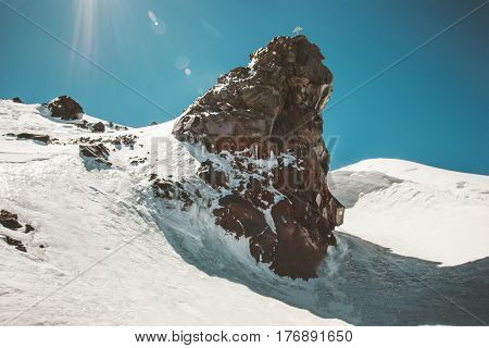 Rocks of Lenz Elbrus Mountain north side landscape mountains Landscape climbing Travel view serene scenery wild nature calm scene