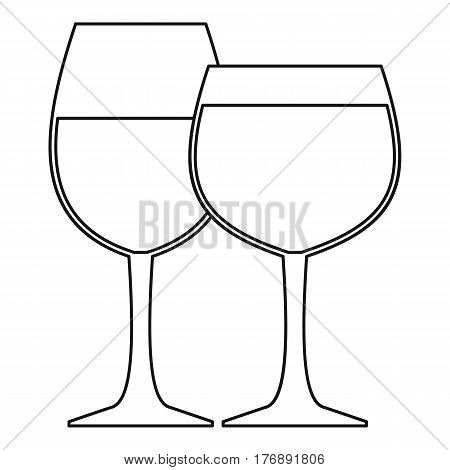 Glasses of wine icon. Outline illustration of glasses of wine vector icon for web