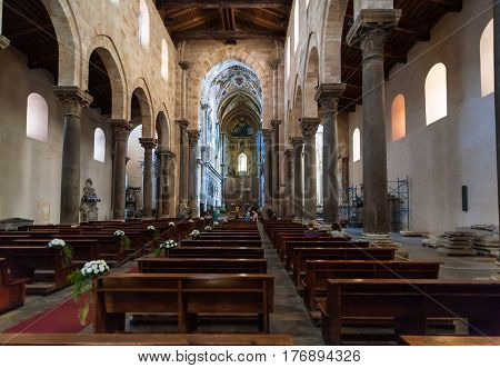 Interior Of Duomo Di Cefalu In Sicily