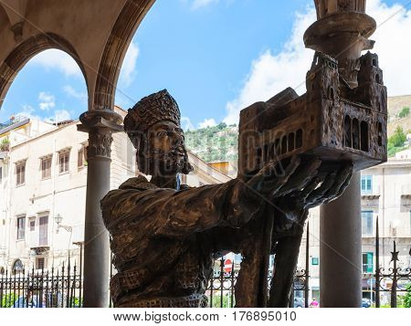 Sculpture Of Norman King In Duomo Di Monreale