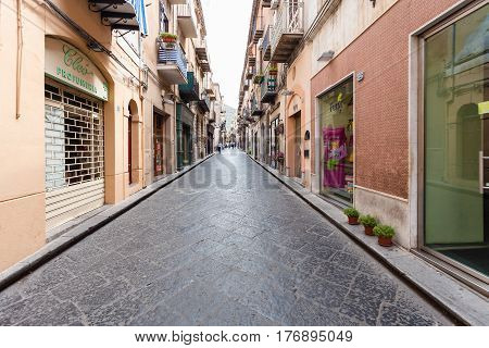 Corso Ruggero Street In Cefalu In Sicily