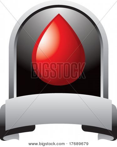 หยดเลือดบนแบนเนอร์เงิน