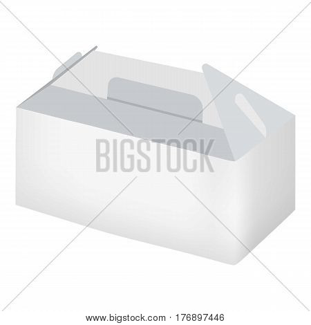 White take out box mockup. Realistic illustration of empty white take out box vector mockup for web