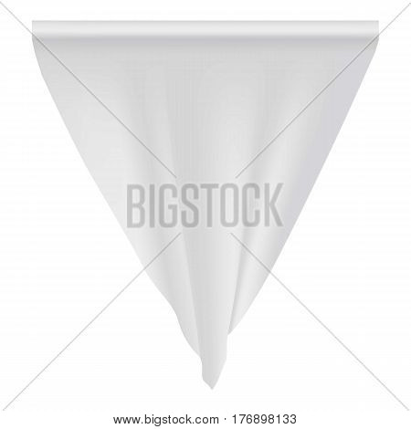 Empty white pennant mockup. Realistic illustration of empty white pennant vector mockup for web