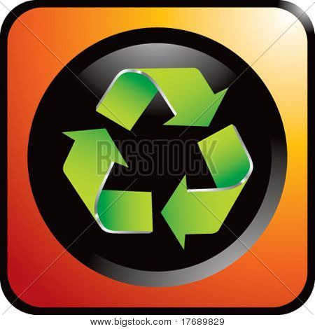 parlak web buton yeşil geri dönüşüm sembolü