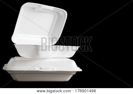 White Foam Boxes On Black Background.