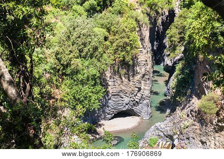 Above View Of Gole Dell Alcantara River In Sicily