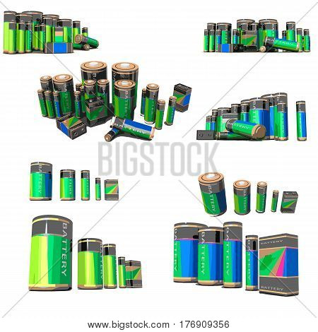 Battery icon set . Set of battery charge level indicators