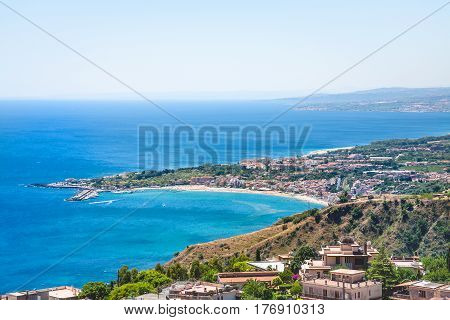View Of Taormina City And Giardini Naxos Resort