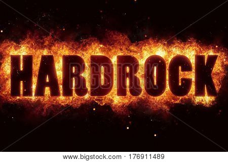 hardrock rock music text on fire flames explosion burning