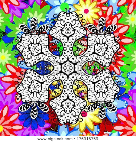 Vector flower illustration. Seamless pattern with floral motif. Seamless floral pattern with flowers watercolor.