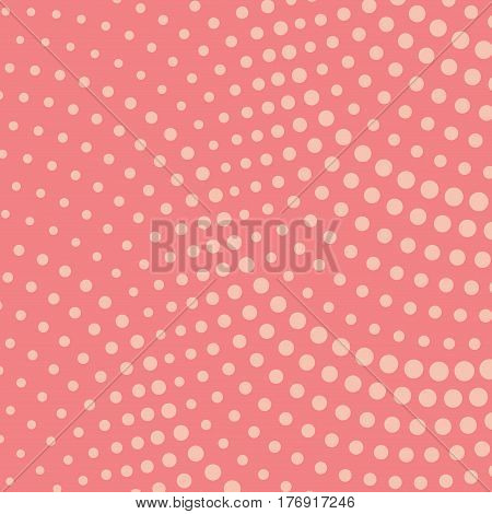 Abstract halftone wave background with place for text. Pink halftone dots pattern on dark pink background.