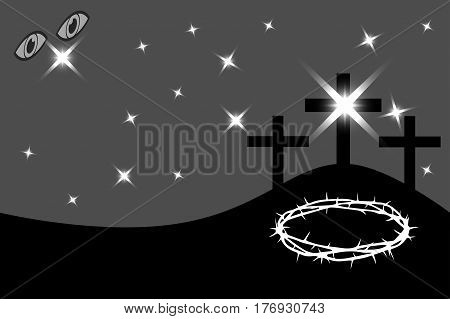 Three crosses standing on Golgotha , Easter - Golgotha