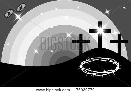 Three crosses standing on Golgotha , Easter - Golgotha
