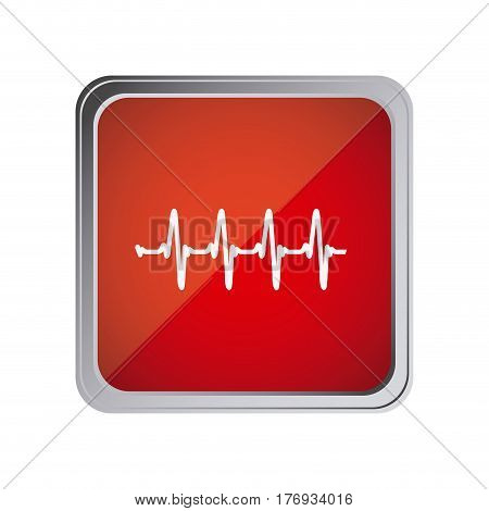 button with vital sign line with background red vector illustration