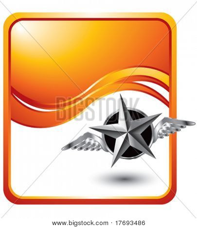 latający silver star na tle fala pomarańczowy