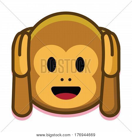 Vector Cartoon Cute Monkey Face Isolated On White Background
