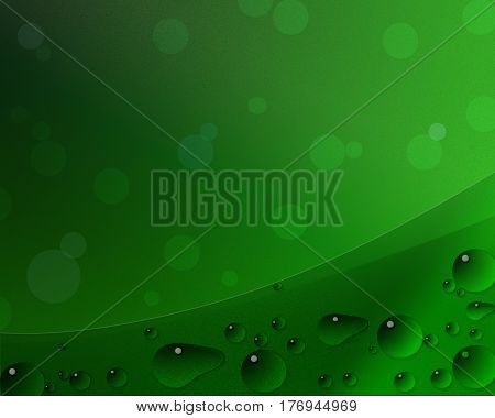 Drop water on green background and blur