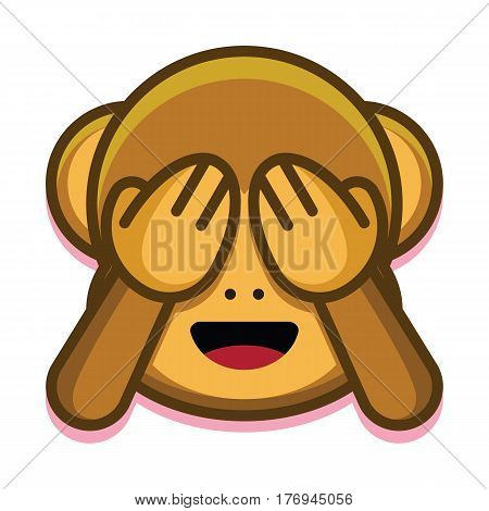 Vector Cartoon Cute Monkey Face Isolated On White Background