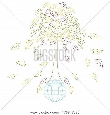 Ecology concept with Earth and tres. International Mother Earth Day environmental movement vector illustration