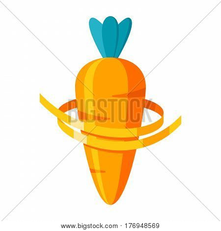 Diet concept, measuring metre round a carrot, vector illustration in flat design