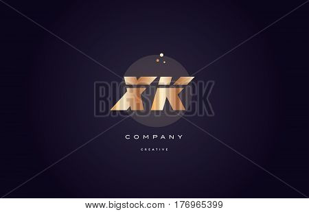Xk X K  Gold Metal Purple Alphabet Letter Logo Icon Template