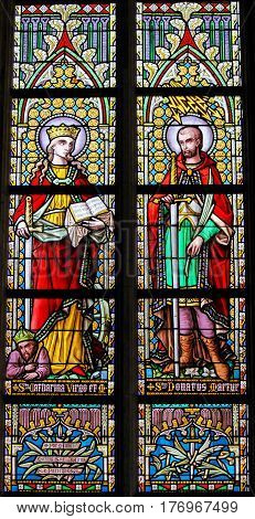 Stained Glass - Saint Catherine And Saint Donatus