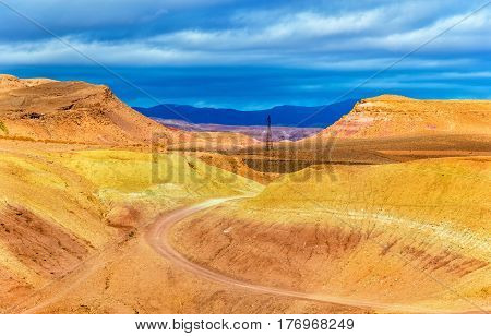 Desert landscape near Ait Ben Haddou village in Morocco, North Africa