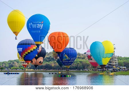 Chiangrai Thailand - Febuary 17 2017 : Singha Park International Balloon Fiesta 2017 In Singha Park,