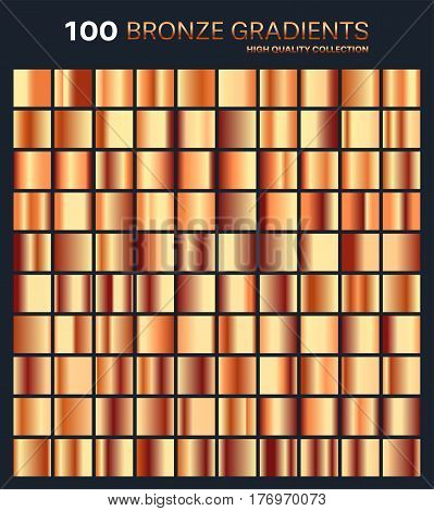 Bronze gradient, pattern, template.Set of colors for design, collection of high quality gradients.Metallic texture, shiny background.Pure metal.Suitable for text , mockup, banner, ribbon or ornament.