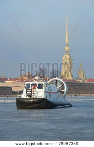ST. PETERSBURG, RUSSIA - MARCH 12, 2017: The rescue boat of Emercom of Russia 