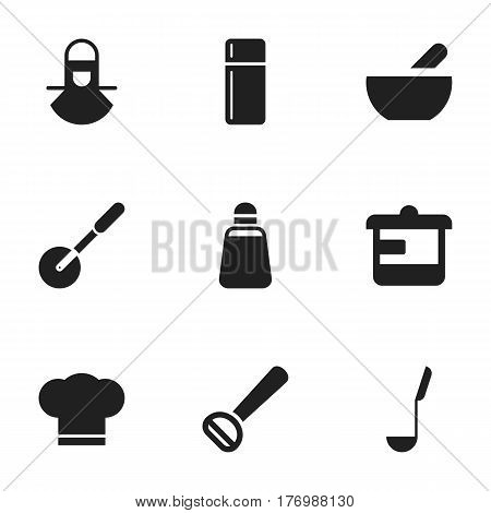 Set Of 9 Editable Cooking Icons. Includes Symbols Such As Paprika, Soup, Husker And More. Can Be Used For Web, Mobile, UI And Infographic Design.
