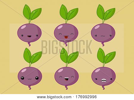 Cartoon with many expressions beet vector illustration