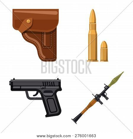 Isolated Object Of Weapon And Gun Symbol. Set Of Weapon And Army Stock Vector Illustration.