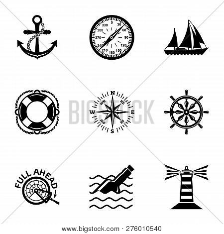 Waterway Icons Set. Simple Set Of 9 Waterway Icons For Web Isolated On White Background